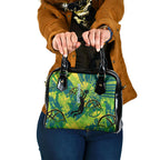 Australian Boomers Basketball Shoulder Handbag Shattered Glass Effect With Flaming Ball And Grunge Brushstrokes