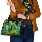 Australian Boomers Basketball Shoulder Handbag Shattered Glass Effect With Flaming Ball And Grunge Brushstrokes