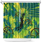 Australian Boomers Basketball Shower Curtain Shattered Glass Effect With Flaming Ball And Grunge Brushstrokes