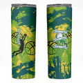 Australian Boomers Basketball Skinny Tumbler Shattered Glass Effect With Flaming Ball And Grunge Brushstrokes