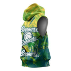 Australian Boomers Basketball Sleeveless Hoodie Shattered Glass Effect With Flaming Ball And Grunge Brushstrokes