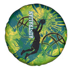 Australian Boomers Basketball Spare Tire Cover Shattered Glass Effect With Flaming Ball And Grunge Brushstrokes