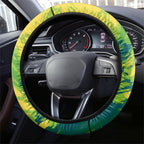 Australian Boomers Basketball Steering Wheel Cover Shattered Glass Effect With Flaming Ball And Grunge Brushstrokes