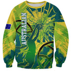Australian Boomers Basketball Sweatshirt Shattered Glass Effect With Flaming Ball And Grunge Brushstrokes