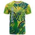 Australian Boomers Basketball T Shirt Shattered Glass Effect With Flaming Ball And Grunge Brushstrokes