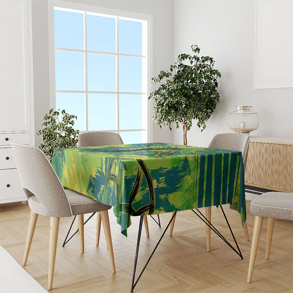 Australian Boomers Basketball Tablecloth Shattered Glass Effect With Flaming Ball And Grunge Brushstrokes