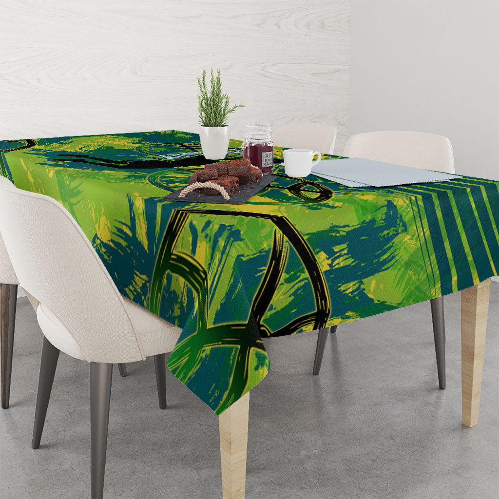 Australian Boomers Basketball Tablecloth Shattered Glass Effect With Flaming Ball And Grunge Brushstrokes