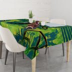Australian Boomers Basketball Tablecloth Shattered Glass Effect With Flaming Ball And Grunge Brushstrokes