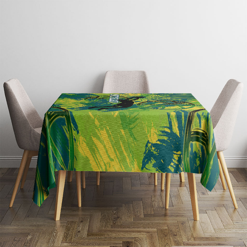 Australian Boomers Basketball Tablecloth Shattered Glass Effect With Flaming Ball And Grunge Brushstrokes