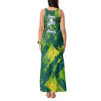 Australian Boomers Basketball Tank Maxi Dress Shattered Glass Effect With Flaming Ball And Grunge Brushstrokes
