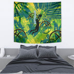 Australian Boomers Basketball Tapestry Shattered Glass Effect With Flaming Ball And Grunge Brushstrokes