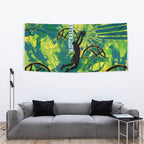 Australian Boomers Basketball Tapestry Shattered Glass Effect With Flaming Ball And Grunge Brushstrokes
