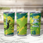 Australian Boomers Basketball Tumbler Cup Shattered Glass Effect With Flaming Ball And Grunge Brushstrokes