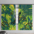 Australian Boomers Basketball Window Curtain Shattered Glass Effect With Flaming Ball And Grunge Brushstrokes