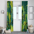 Australian Boomers Basketball Window Curtain Shattered Glass Effect With Flaming Ball And Grunge Brushstrokes