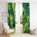 Australian Boomers Basketball Window Curtain Shattered Glass Effect With Flaming Ball And Grunge Brushstrokes