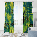 Australian Boomers Basketball Window Curtain Shattered Glass Effect With Flaming Ball And Grunge Brushstrokes