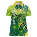 Australian Boomers Basketball Women Polo Shirt Shattered Glass Effect With Flaming Ball And Grunge Brushstrokes