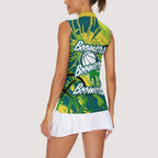 Australian Boomers Basketball Women Sleeveless Polo Shirt Shattered Glass Effect With Flaming Ball And Grunge Brushstrokes