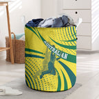 Australian Boomers Basketball Laundry Basket Abstract Wave Halftone Pattern With Dynamic Athlete Silhouette