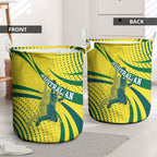 Australian Boomers Basketball Laundry Basket Abstract Wave Halftone Pattern With Dynamic Athlete Silhouette