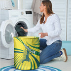 Australian Boomers Basketball Laundry Basket Abstract Wave Halftone Pattern With Dynamic Athlete Silhouette