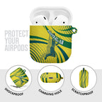 Australian Boomers Basketball AirPods Case Abstract Wave Halftone Pattern With Dynamic Athlete Silhouette