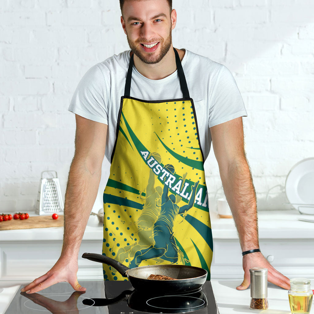 Australian Boomers Basketball Apron Abstract Wave Halftone Pattern With Dynamic Athlete Silhouette