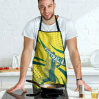 Australian Boomers Basketball Apron Abstract Wave Halftone Pattern With Dynamic Athlete Silhouette