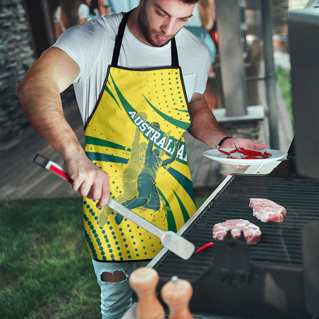 Australian Boomers Basketball Apron Abstract Wave Halftone Pattern With Dynamic Athlete Silhouette