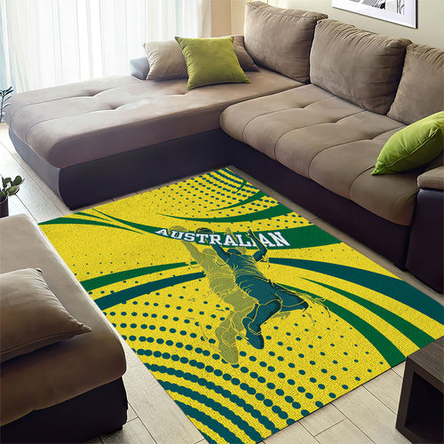 Australian Boomers Basketball Area Rug Abstract Wave Halftone Pattern With Dynamic Athlete Silhouette