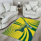 Australian Boomers Basketball Area Rug Abstract Wave Halftone Pattern With Dynamic Athlete Silhouette