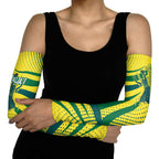 Australian Boomers Basketball Arm Sleeves Abstract Wave Halftone Pattern With Dynamic Athlete Silhouette