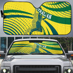 Australian Boomers Basketball Auto Sun Shade Abstract Wave Halftone Pattern With Dynamic Athlete Silhouette