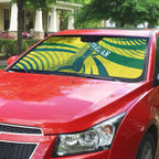 Australian Boomers Basketball Auto Sun Shade Abstract Wave Halftone Pattern With Dynamic Athlete Silhouette