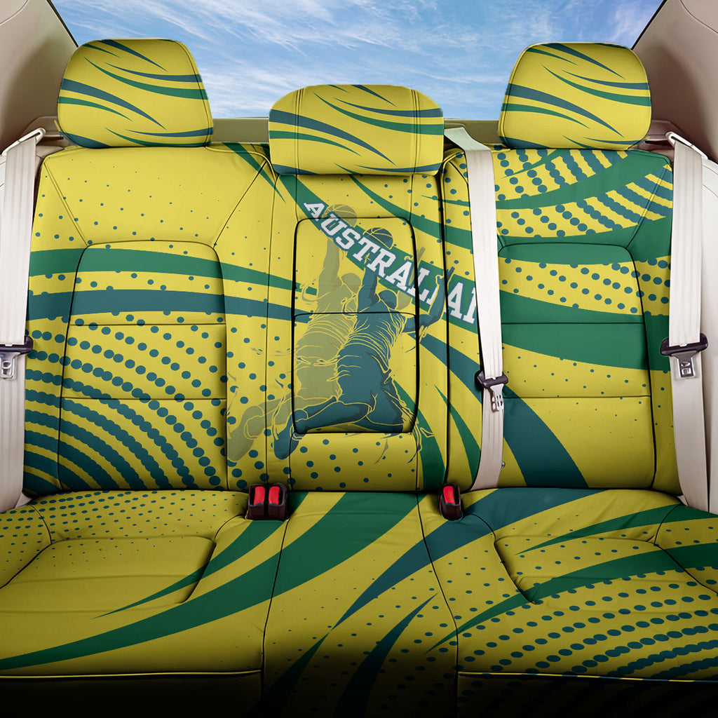 Australian Boomers Basketball Back Car Seat Cover Abstract Wave Halftone Pattern With Dynamic Athlete Silhouette