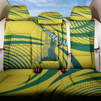 Australian Boomers Basketball Back Car Seat Cover Abstract Wave Halftone Pattern With Dynamic Athlete Silhouette