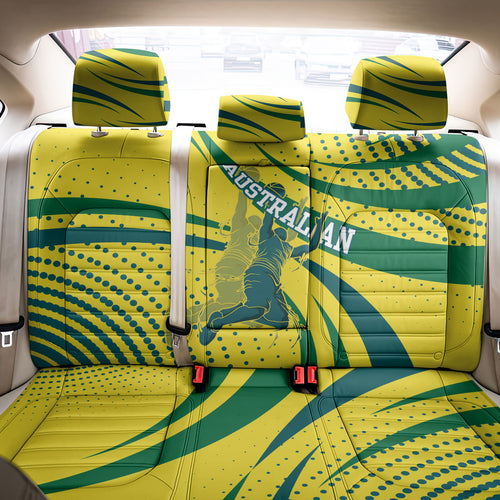 Australian Boomers Basketball Back Car Seat Cover Abstract Wave Halftone Pattern With Dynamic Athlete Silhouette