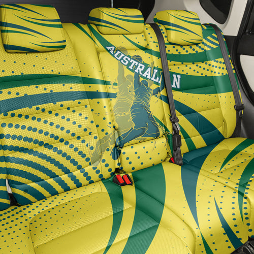 Australian Boomers Basketball Back Car Seat Cover Abstract Wave Halftone Pattern With Dynamic Athlete Silhouette