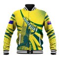 Australian Boomers Basketball Baseball Jacket Abstract Wave Halftone Pattern With Dynamic Athlete Silhouette