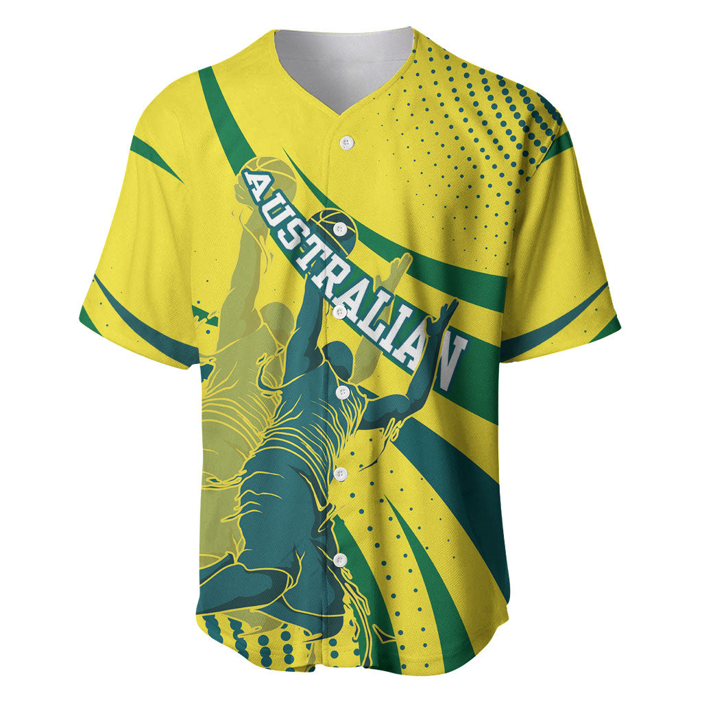 Australian Boomers Basketball Baseball Jersey Abstract Wave Halftone Pattern With Dynamic Athlete Silhouette