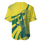 Australian Boomers Basketball Baseball Jersey Abstract Wave Halftone Pattern With Dynamic Athlete Silhouette