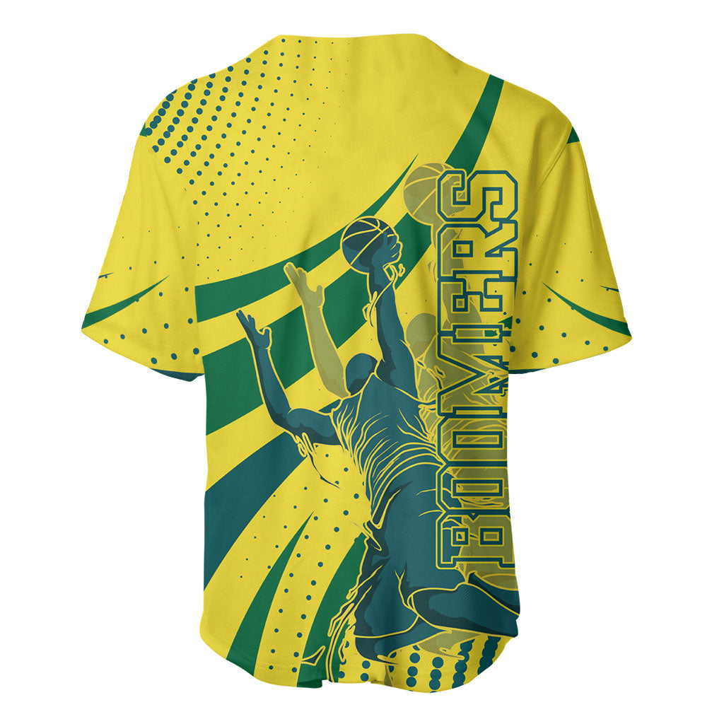 Australian Boomers Basketball Baseball Jersey Abstract Wave Halftone Pattern With Dynamic Athlete Silhouette