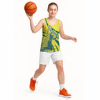 Australian Boomers Basketball Basketball Jersey Abstract Wave Halftone Pattern With Dynamic Athlete Silhouette
