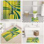 Australian Boomers Basketball Bathroom Set Abstract Wave Halftone Pattern With Dynamic Athlete Silhouette