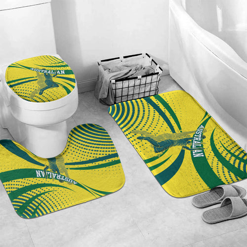 Australian Boomers Basketball Bathroom Set Abstract Wave Halftone Pattern With Dynamic Athlete Silhouette