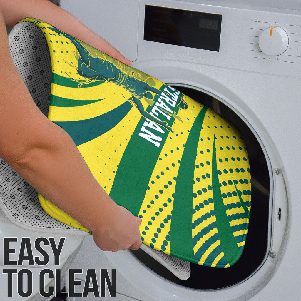 Australian Boomers Basketball Bathroom Set Abstract Wave Halftone Pattern With Dynamic Athlete Silhouette