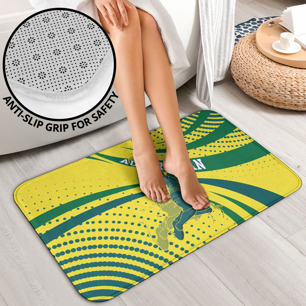 Australian Boomers Basketball Bathroom Set Abstract Wave Halftone Pattern With Dynamic Athlete Silhouette