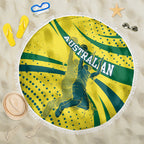 Australian Boomers Basketball Beach Blanket Abstract Wave Halftone Pattern With Dynamic Athlete Silhouette