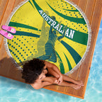 Australian Boomers Basketball Beach Blanket Abstract Wave Halftone Pattern With Dynamic Athlete Silhouette